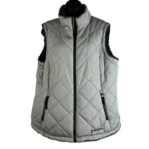 Free Country Stratus Lite Women's Reversible Vest Size XL Lite Gray Sherpa Lined
